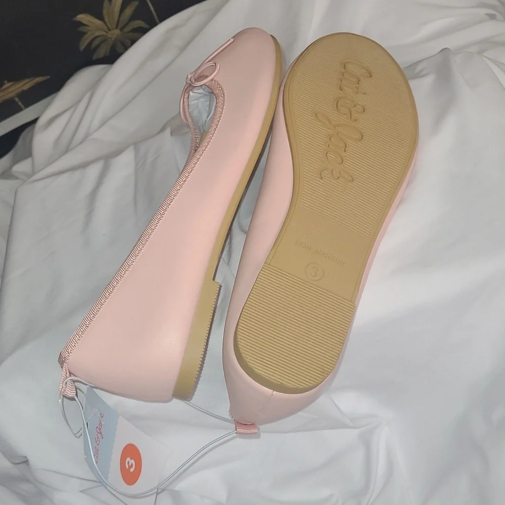 New with tags! Cat & Jack Diana Girls 3 pink slip on ballet flats shoes